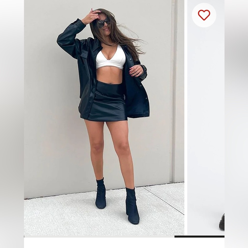 fabletics vegan leather high waisted mini skirt